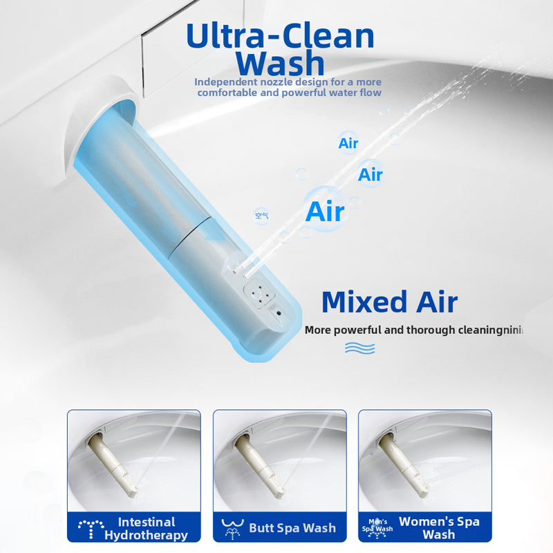 AK66 Smart Bidet Seat with Oxygen-Enriched Turbo Wash for Effective Constipation Relief. Features Dedicated Posterior and Feminine Nozzles with Air-Injected Technology for a Deeper, More Thorough Cleanse Without Irritation.