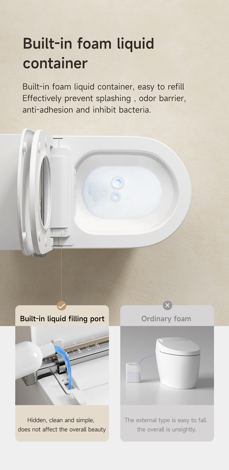 JA10 Smart Toilet with Anti-Splash Foam Shield and Built-in Foam Liquid Reservoir