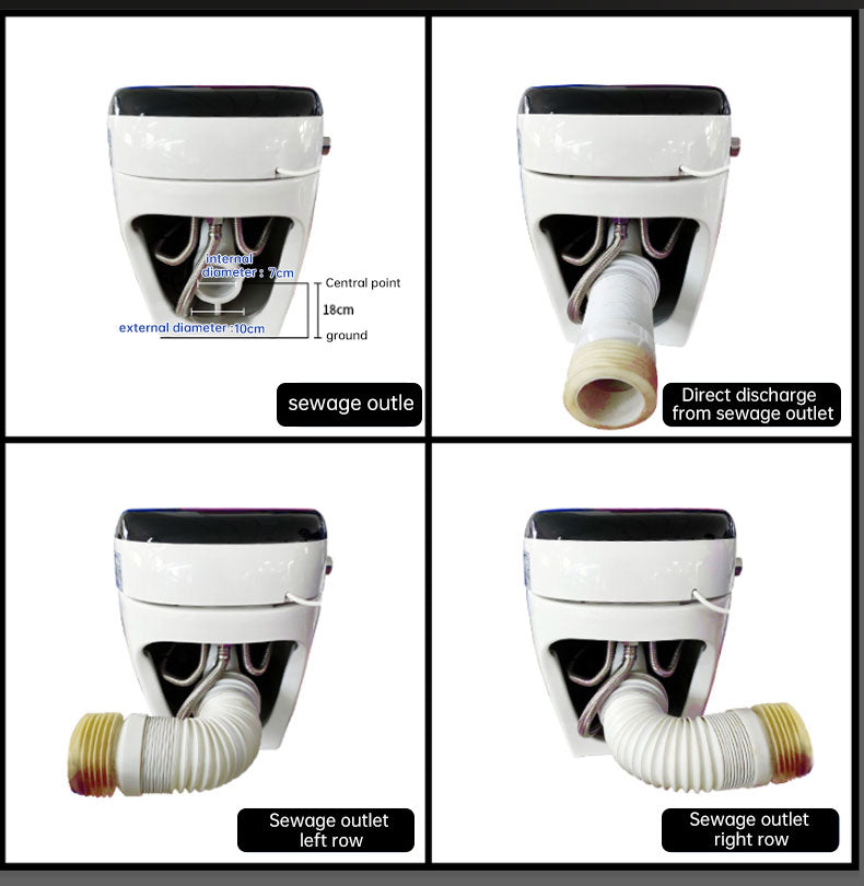 rear view of the M8 smart bidet toilet showing the P-trap back outlet design, ideal for wall-discharge plumbing installations