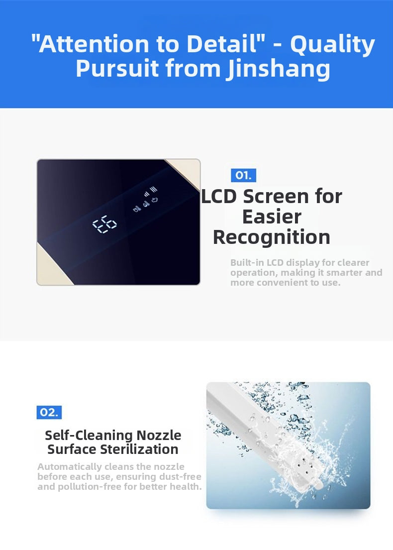 H881 enema bidet toilet featuring a high-definition LCD display for real-time status monitoring and an automatic self-cleaning nozzle that rinses before and after every use for 100% hygiene