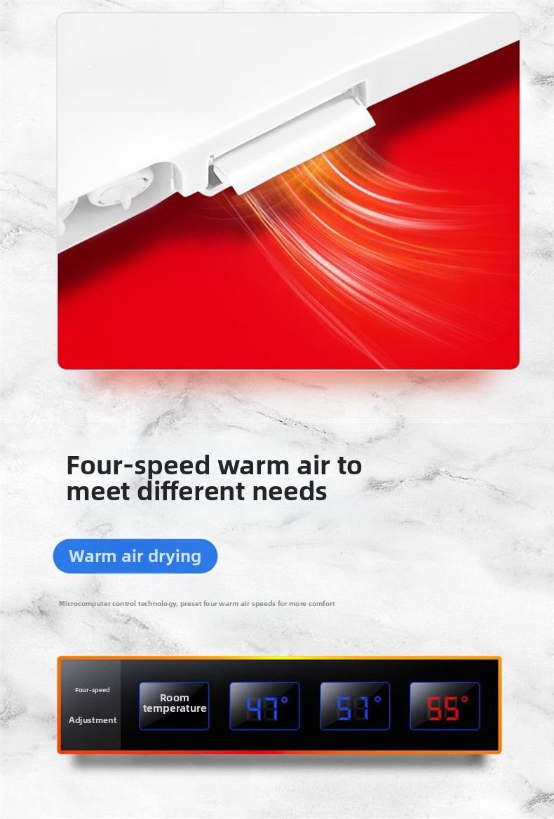 H881 enema bidet toilet warm air dryer with 3 adjustable temperature levels (47°C, 51°C, 55°C): providing a hands-free, fast-drying experience with customized heat for maximum personal comfort