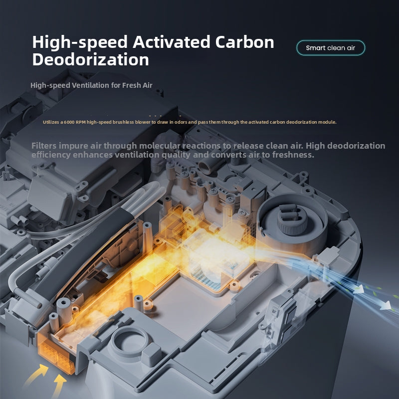 M979 Smart Toilet High-speed Activated Carbon Deodorization system for quick odor removal and fresh air ventilation.